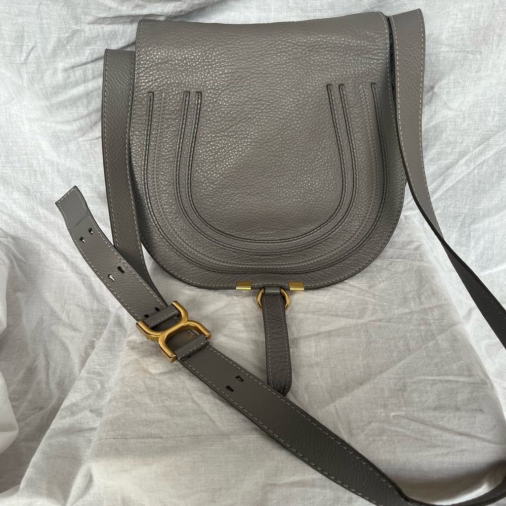 Chloe Dark Gray Leather Crossbody Bag